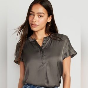 Old Navy Dolman Sleeve Satin Popover Shirt for Women Size XXL